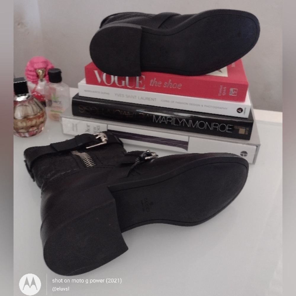 GUCCI Black Leather GG Guccissima Biker Boots 🖤 AUTHENTIC! - Picture 16 of 16